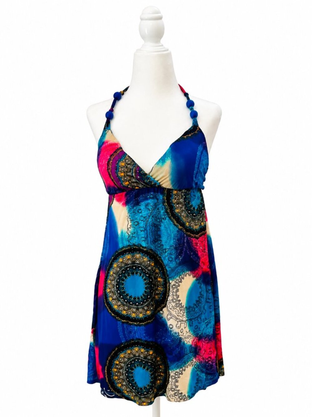 Cristinalove NWT Boho Beaded Halter Dress Multicolor Size S